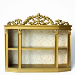 Vintage Syroco Hollywood Regency Ornate Gold Curio Wall Display Shelf