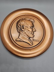 2 Vintage Norman Rockwell Copper Plates River Shore Lincoln & Self Portrait