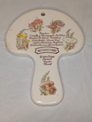 Mushroom Ceramic Wall Decor/Spoon rest Avon Hand-Painted 1980 Mushroom Shrooms