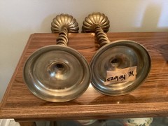 VTG Solid Brass Open Barley Twist Antique Pair Candlestick Holders 16” Tall