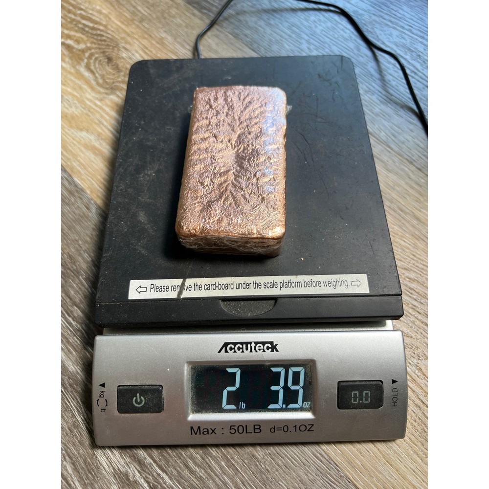 Copper Bullion Bar Rose Gold Hand Poured Cast Metal Ingot