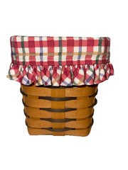 Vintage Handwoven Longaberger Utensil Basket Artist Signed 1997 W/ Fabric Fun