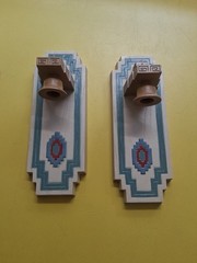 Vintage Burwood Southwest Decor Home Interiors Aztec Wall Sconces Candle Holders