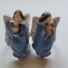 AVON Angels Candle Napkin Holders (Pair) 1983 Weiss Brazil