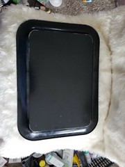 Vintage Toleware Metal Tray Black with Handpainted Rose Floral Design 18″ x 13″