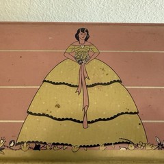 Vtg Gales Chocolates Tin Hinged Lid Candy Box Art Deco Lady Shabby Chic Belle