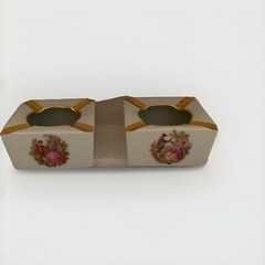 Limoges Porcelain Ashtray Castle Made in France White with gold design