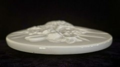 Blanc de Chine Porcelain Decor of Bas Relief Faerie Before Full Moon Backdrop