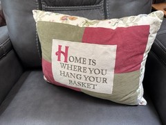 Longaberger Rectangle Pillow “Home Is Where You Hang Your Basket” 15.5″x10″