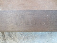 Vintage Stakmore Wooden Folding Chair Cane Back Vinyl Padded Seat