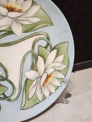 Art Deco Haviland Lotus Flower Lily Pads Porcelain Plate 8.5″ Hand Painted