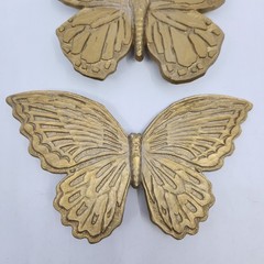 Pair Homco Butterflies T7040 & T7041 Plastic Gold Painted Made In USA 1971