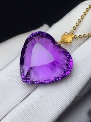 Natural Amethyst Quartz Purple Uruguay heart shape necklaces 18K