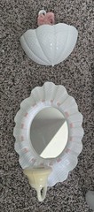 6pc Burwood Hobnail Mirrored Scones Candle Holders, Shelf & Center Mirror 1980’s