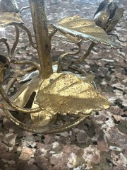 MCM Italian Tole Gilt Florentine Gold Roses Stand Gorgeous Details VTG Regency