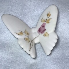 Vintage Ceramic Hand Painted Rose Butterfly Wall Decor Made In USA