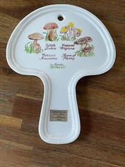 Weiss Mushroom Shaped Kitchen Wall Plaque Vintage Hand Painted Brazil 1980