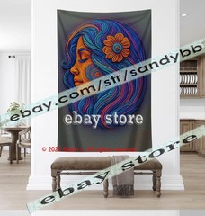 Celestial Goddess Face Tapestry 3D relief look Wall Art mystic decor 39X59 in