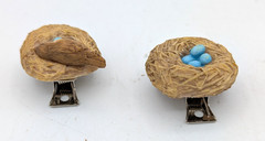MARJOLEIN BASTIN Hallmark Bird Nest Clip Pair, Blue Eggs Ornaments Vintage, NEW