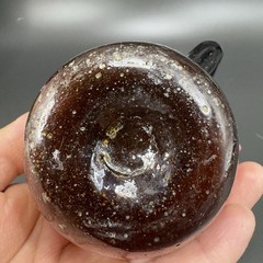 Mid Century Hand Blown Art Glass Mini Pitcher Creamer Jug Amber Bubbles All Over