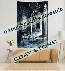 Gothic Hallway Wall Hanging Tapestry Dark Arches 39X59 in