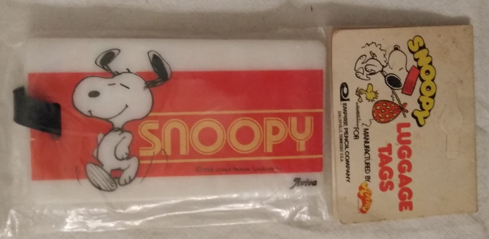 Vintage Snoopy Luggage ID Tag Snoopy Dancing In Original Packaging