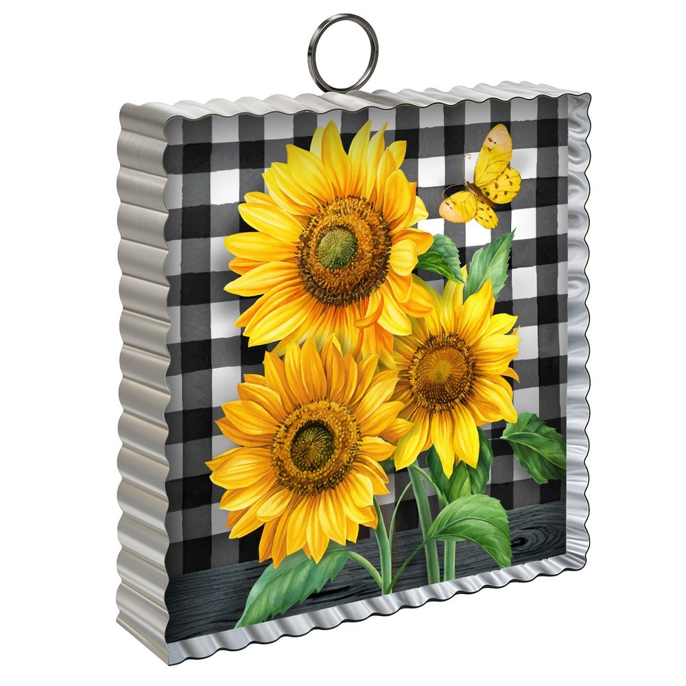 Briarwood Lane Summer Checkered Sunflowers Metal Mini Moment 6×6