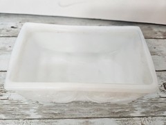AKRO AGATE White Swirl Slag Glass Daffodil planter trinket dish catchall floral