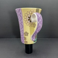 Hues & Brews Lyria Saffron Art Yellow Purple Boho Floral Latte Mug 10 oz