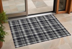 3′ X 5′ Black Gray and White Plaid Washable Non Skid Rug