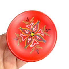 VTG Norway Folk Art Wooden Dish Plate Hand Painted Sogndal Red Floral Round Dish
