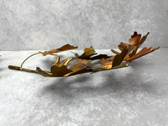 2 Vintage Metal Maple Leaves on Branch Wall Hanging Copper Color Nature Cottage