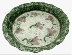 Original Parsley Artisan Pottery Magnolia Baking Pie Plate Fun