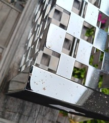 2 CHECKERBOARD chrome table lamp vtg pop mod mcm ’80s modernist art sculpture