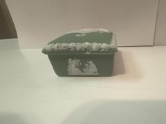 Antique Wedgwood Sage Green Jasperware Match Box 1800’s