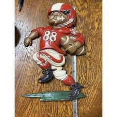 Vintage 1976 Homco Cast Aluminum Football Player Sexton Wall Hanger