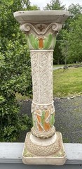 Vintage 20th C Plaster Neoclassical Jardiniere Pedestal Stand 9 Muses Garden Art