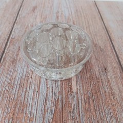 VTG Clear Glass Flower Frog 11 Hole Round 3″ Heavy Floral Stem Holder MCM Solid