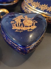 Limoges Castel French Porcelain Blue & gold Collection 10 Piece Set Miniature