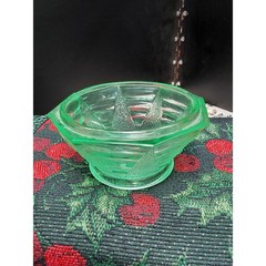 Vaseline Glass small Art Deco Dish Vintage Unknown mfg