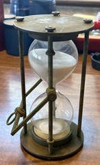 Vintage Hanging Brass Hourglass. Unpolished With Original Patina. ￼