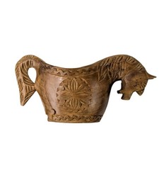 Vtg Mid-Century Hand-Carved Norwegian Viking Wooden Horse Ale Bowl Kasa Olhest