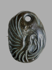 300 BC Ancient Carved Engraved Gemstone Pendant Medallion Amulet Mythical bird