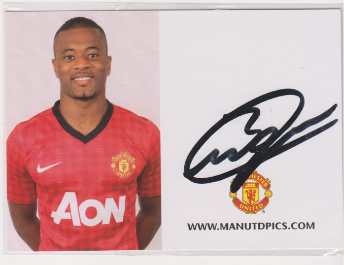 Patrice Evra Manchester United Hand Signed Club Card Autograph Photo