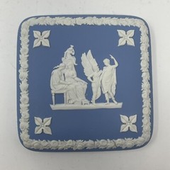 Wedgwood Jasperware Blue Square Lidded Trinket Box – 4” x 4” – Homer