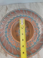 10.5″ TAE POTTERY vtg studio art Blue Moon party plate chip dip bowl Signed