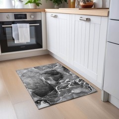 2′ X 3′ Black Gray and White Abstract Washable Non Skid Rug