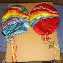 2 Vintage 1980s Russ Berrie Satin Sculpture Rainbow Balloon Wall Hanging Decor