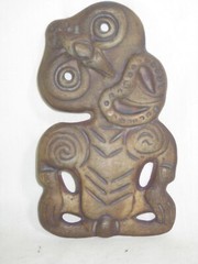 antique guardian effigy clay sculpture art bird human God deity