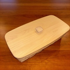 Longaberger RARE Natural Light Stain Bread Basket W/Hard Protector And Lid -MINT